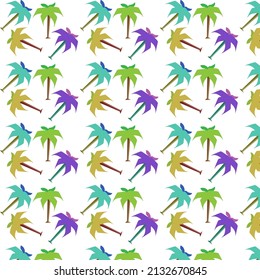 015 - Cartoon seamless pattern palm tree with green and purple color. For fabric, scrapbooking, surface design