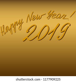 019 celebratory lettering, 3D Text, congratulations on a yellow-brown background