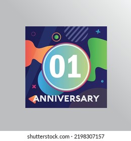 01th years anniversary logo, vector design birthday celebration with colourful background and abstract shape.