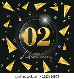 02 anniversary luxury golden logotype template design for banner, poster, card vector illustrator