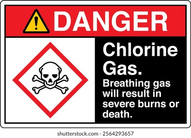 02 ANSI Z535 GHS Chemicals Label and Hazard DANGER Chlorine Gas Breathing Gas Will Result in Severe Burns or Death Horizontal Black