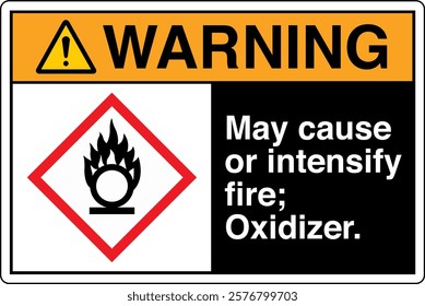 02 ANSI Z535 GHS Chemicals Label Warning May Cause or Intensify Fire Oxidizer Horizontal Black.
