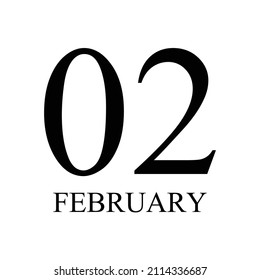 02 February Icon Vector Illustration . Date , Day Of Mouth	
