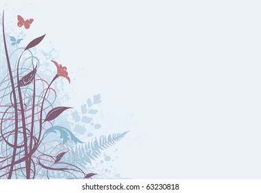 02 Floral Background  Textured background with flower decoration on the edge and blank space for write
