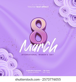 02 Happy women's day 8 march banner with editable number text. Vector illustration for websites, posters, banners and promotional materials