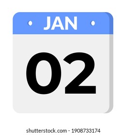 02 january calendar icon sign