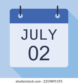 02 July Calendar, Vector Calendar.