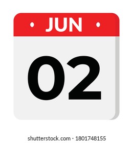 02 June calendar icon, vector illustration