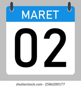 02 maret calender icon text page monthly web design.
