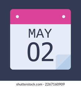 02 May Calendar Black Background, Vector Calendar.