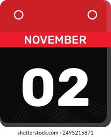 02 November - Daily Calendar Icon design red and black