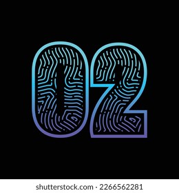 02 Number Fingerprint Logo Design Template Inspiration, Vector Illustration.