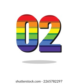 02 Number Rainbow Color Logo Design Template Inspiration, Vector Illustration.