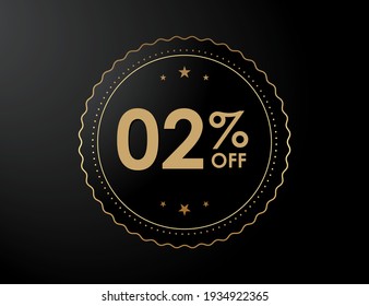 02% off sign, 2 percent Discount special offer vector illustration