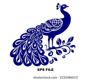 02 Peacock on Branch Design eps vector graphics designe.eps