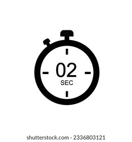 02 Seconds timer icon, 02 sec digital timer. Clock and watch, timer, countdown.
