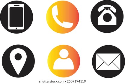 02 Style Contact information Icon in Vector Format, all are 06 icons, Business card contact information icons, best icon design. vector illustration template design.