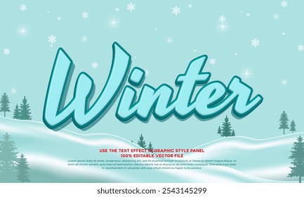 02 winter 3d text effect with cold ice theme. typography template for winter event