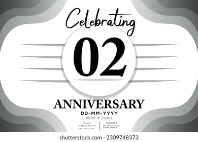 02 year anniversary flat black color logotype style with hand lettering on white background