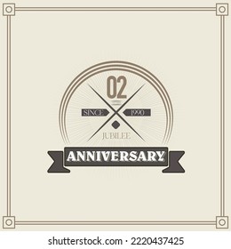  02 years anniversary celebration design template. 02nd  vintage logo vector illustrations.
