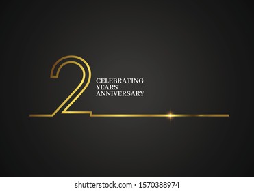 02 years anniversary celebration logotype with golden multiple line and confetti golden color isolated on black background, vector design for greeting card and invitation card - Vector
