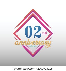 02 years anniversary celebration logotype. 02nd anniversary logo collection. Set of anniversary design template. Vector and illustration.