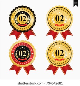 02 Years anniversary Golden badge logo