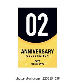 02 years anniversary invitation card  design, modern design elements, white background vector design