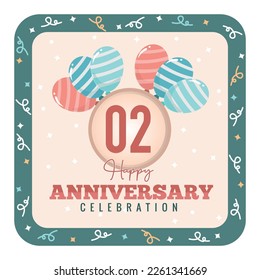 02 years anniversary logo with balloon design template vector design abstract