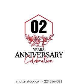 02 years anniversary logo, luxurious anniversary vector design celebration 