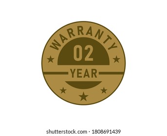 02 years warranty golden badges isolated on white background. Warranty label