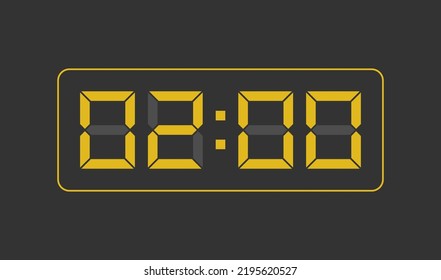 02:00, Digital clock number. Vector illustration.

