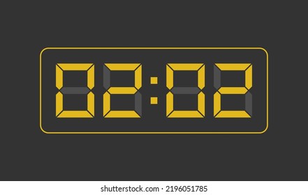 02:02, Digital clock number. Vector illustration.
