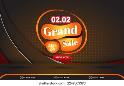 02.02 discount sale template banner with blank space for product sale with abstract gradient black and brown background design