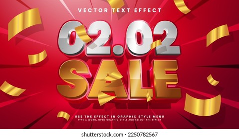 02.02 sale 3d editable text style effect. Elegant text effect with pink color, suitable for sweet product theme.