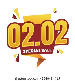 02.02 Special Sale Banner with Bold Typography and Vibrant Geometric Elements