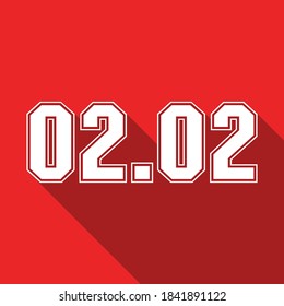 02.02 White numbers on a red background, promotion date 2 month 2