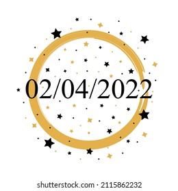 02-04-2022 American Date Vector mit Gold und Schwarzen Sternen 