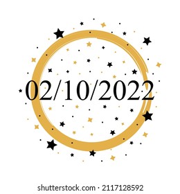 02-10-2022 American Date Vector With Gold And Black Stars 