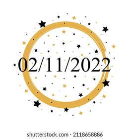 02-11-2022 American Date Vector With Gold And Black Stars