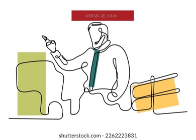 02-15-2023: EPS file of Vector art. Line art of a famous Muslim scholar Nouman Ali Khan. He is pakistan based american arabic instructor. The Quran Teacher and Arabic Instructor. Founder of Bayyinah.