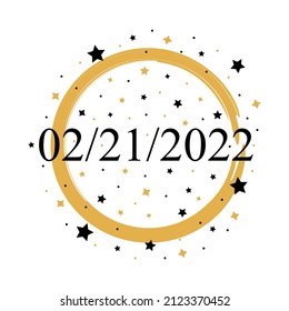 02-21-2022 American Date Vector With Gold And Black Stars