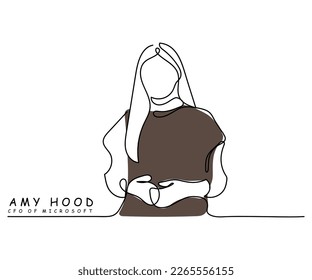 02-22-2023: EPS file of line art of who is one of Amy Hood the most influential women in the world. Womens day concept art.