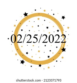 02-25-2022 American Date Vector With Gold And Black Stars