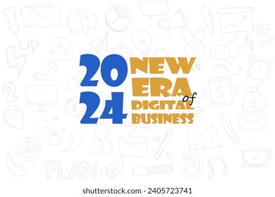 024 new era of digital business banner, support business vector illustration