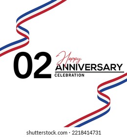 02nd Anniversary celebration background.  background with bent ribbon vector design