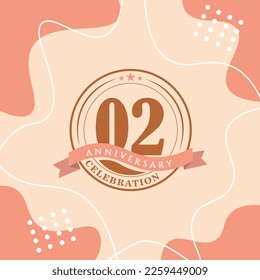 02nd anniversary celebration logo vector design with brown color background and  brown color later abstract design 