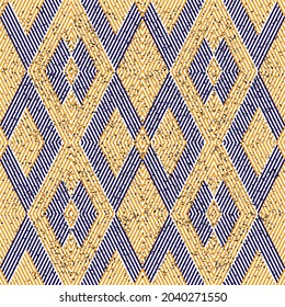 03 Geometrisches Muster mit orangen und blauen Linien. Nahtlose Vektorgrafik eps10.