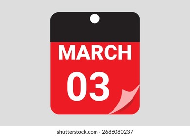 03 Marzo calendario fecha Ilustración vectorial para el planificador de negocios y plazo recordatorio diseño 2026