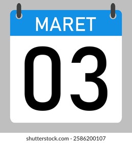 03 maret calender icon text page monthly web design.
